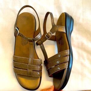 SAS BRONZE SNAKE SANDALS.  NEW